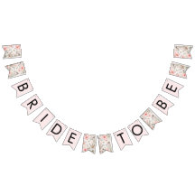 水彩赤面ピンクブライダルバンティングバナー