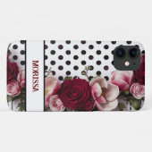 水彩赤面ピンクブルゴーニュバラ水玉模様 Case-Mate iPhoneケース (裏面(横))