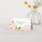 水彩赤面ピンクプー結婚ニー プレイスカード (裏面)