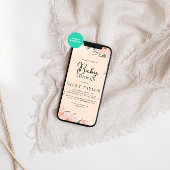 水彩赤面ピンクベビーシャワー 招待状