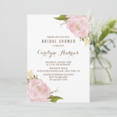 水彩赤面ピンクペニーブライダルシャワー 招待状 (スタンド正面)