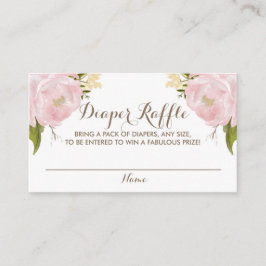 水彩赤面ピンクペニーベビーおむつラッフル エンクロージャーカード