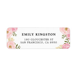 水彩赤面ピンクペニー住所 シール