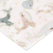 水彩赤面ピンクホエールドルフィン海シーガール テーブルクロス (アングル)