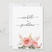 水彩赤面ピンクホワイトミントフローラ結婚ズ 招待状 (裏面)