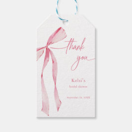 水彩赤面ピンクボウブライダルシャワー ギフトタグ