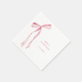 水彩赤面ピンクボウ誕生日 スタンダードカクテルナプキン (角)
