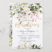 水彩赤面ピンクユーカリプラーサルディナー 招待状 (正面/裏面)