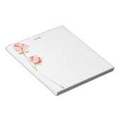 水彩赤面ピンクローズフラワーペルソナライズ ノートパッド (アングル)
