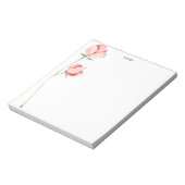 水彩赤面ピンクローズフラワーペルソナライズ ノートパッド (回転)