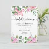 水彩赤面ピンクローズブライダルシャワー 招待状 (スタンド正面)
