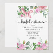 水彩赤面ピンクローズブライダルシャワー 招待状 (正面/裏面)