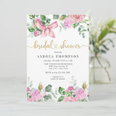水彩赤面ピンクローズブライダルシャワー 招待状 (スタンド正面)