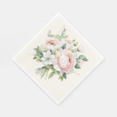水彩赤面ピンクローズブーケ スタンダードランチョンナプキン (角)