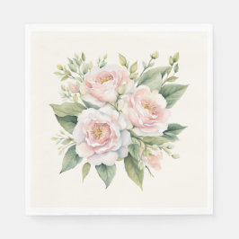 水彩赤面ピンクローズブーケ スタンダードランチョンナプキン