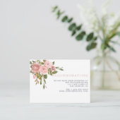 水彩赤面ピンクローズ結婚ズアコモデーション エンクロージャーカード (スタンド正面)