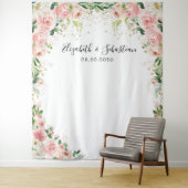 水彩赤面ピンクローズ結婚ズバックドロップ タペストリー (インサイチュ)