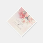 水彩赤面ピンクローズ結婚ズ スタンダードカクテルナプキン (角)