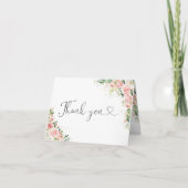 水彩赤面ピンクローズ金ゴールドベビーシャワー サンキューカード (正面)