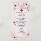 水彩赤面ピンク卒業ディナーメニューInvite メニュー (正面/裏面)