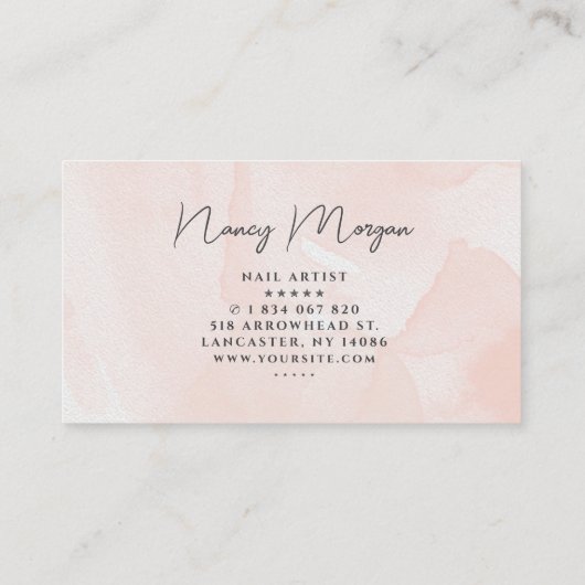 水彩赤面ピンク手書きスクリプト 名刺 (裏面)