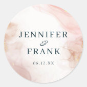 水彩赤面ピンク金ゴールドインク ラウンドシール (正面)