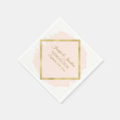 水彩赤面ピンク金ゴールドフレ結婚ーム スタンダードカクテルナプキン (角)