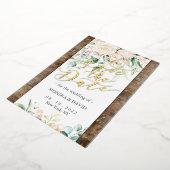 水彩赤面フラワー日付の実在金ゴールド 箔招待状 (回転した状態)