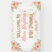 水彩赤面フローラガーリーウッドランドベビーシャワー 横断幕 (縦)