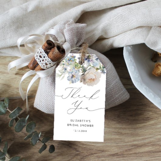水彩赤面フローラブライダルシャワーありがとう ギフトタグ