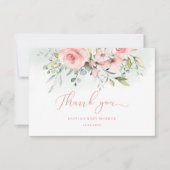 水彩赤面フローラベビーシャワーサンキューカード カード (正面)