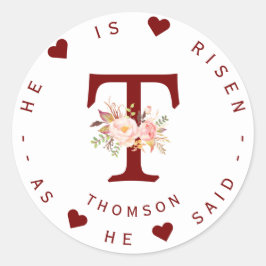 水彩赤面フローラモノグラム住所 シール