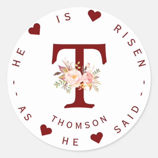 水彩赤面フローラモノグラム住所 シール (正面)