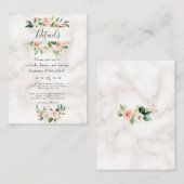 水彩赤面フローラ大理石結婚の詳細 エンクロージャーカード (正面/裏面)