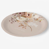 水彩赤面フローラ結婚ブライダルシャワー ペーパープレート (アングル)