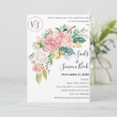 水彩赤面フローラ結婚式招待状 招待状 (スタンド正面)