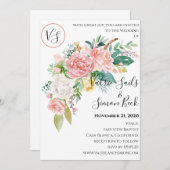 水彩赤面フローラ結婚式招待状 招待状 (正面/裏面)