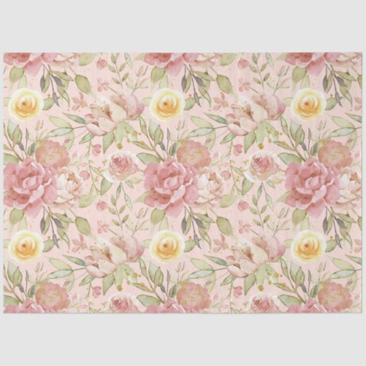 水彩赤面フローラ金ゴールドグリッター分離 薄葉紙 (正面)