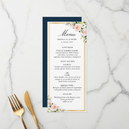 水彩赤面フローラ金ゴールド結婚フレームのメニュー メニュー