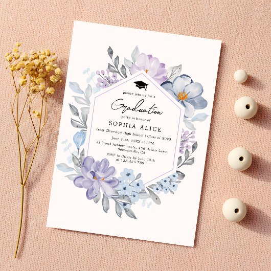 水彩赤面フローラ2025卒業パーティー 招待状