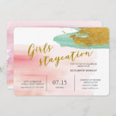 水彩赤面ブライダルパーティ招待状 (正面/裏面)