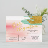 水彩赤面ブライダルパーティ 箔招待状 (立ち正面)