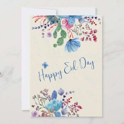 水彩赤面ブルーテンプレット招待状 招待状 (正面)