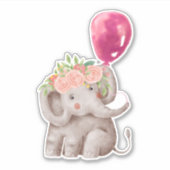水彩赤面ベビーゾウ（花冠あり） シール (正面)