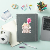 水彩赤面ベビーゾウ（花冠あり） シール (iPadカバー)