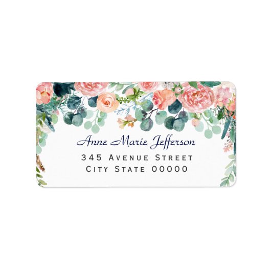 水彩赤面ホワイトペニーフレーム結婚ズ ラベル (正面)