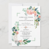 水彩赤面ホワイトペニーフレーム結婚ズ 招待状 (正面)