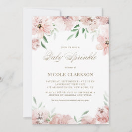 水彩赤面ムーヴピンク花ベビー散布 招待状