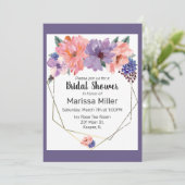 水彩赤面ラベンダーブルー金ゴールドフレーム 招待状 (スタンド正面)