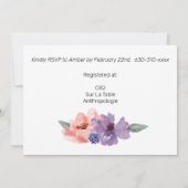 水彩赤面ラベンダーブルー金ゴールドフレーム 招待状 (裏面)